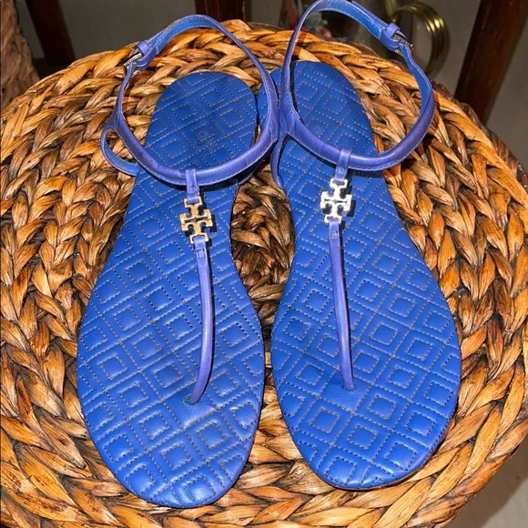 Tory Burch Royal Blue Strappy Thong Sandals Size 9.5 - Picture 2 of 11